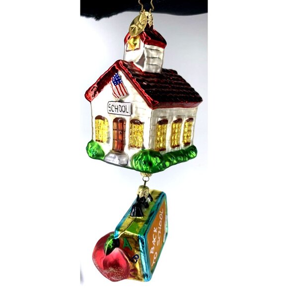 Christopher Radko Back to School Christmas Ornament Glass 2 pc Hand Crafted 6" - Picture 1 of 5